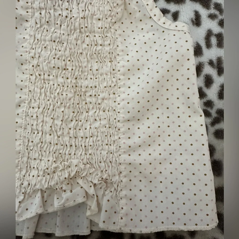 2006 Old Navy Polka Dot Ruffle Cami Tank Top in Cream Size 6-12 months